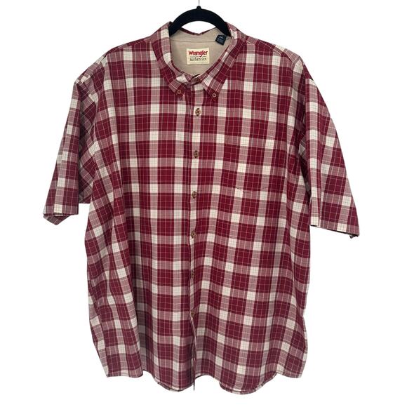 Wrangle Authentics Red White Plaid Short Sleeve Button Down Shirt XXL - Picture 1 of 8